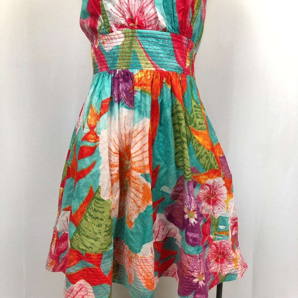 -SOLD-Farm Rio Halter Neck Mini Dress Floral - Picture 3 of 8
